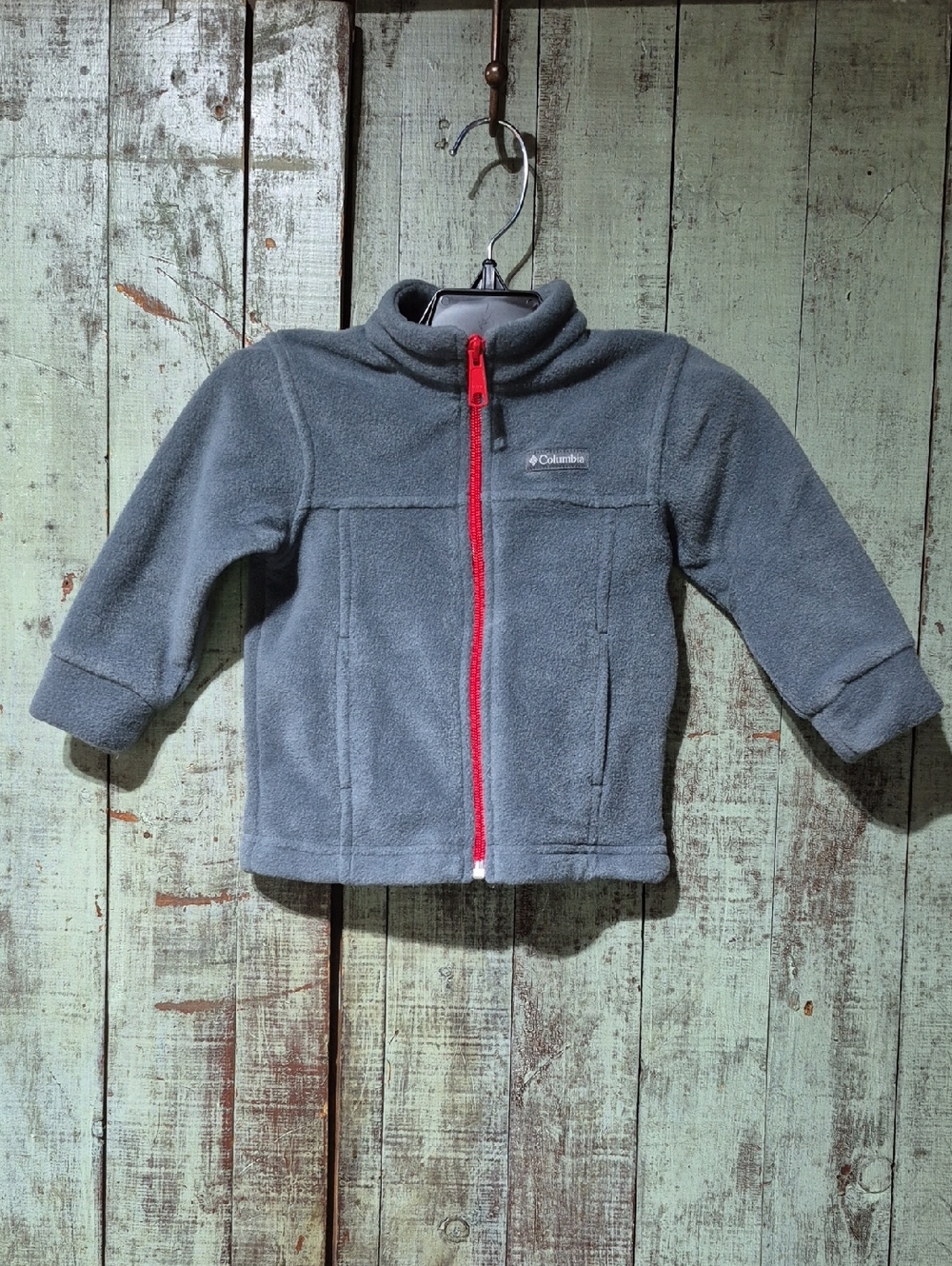 Columbia Gray Fleece Jacket with Red Zipper
